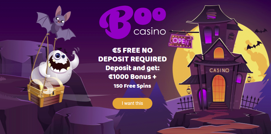 Boo Casino Bonus - €5 Gratis (geen storting nodig) + 100% Bonus