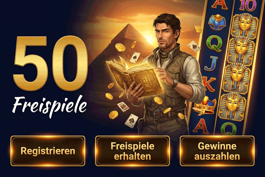 Deutsche Online-Casinos mit 50 Freispielen ohne Einzahlung für Book of Dead