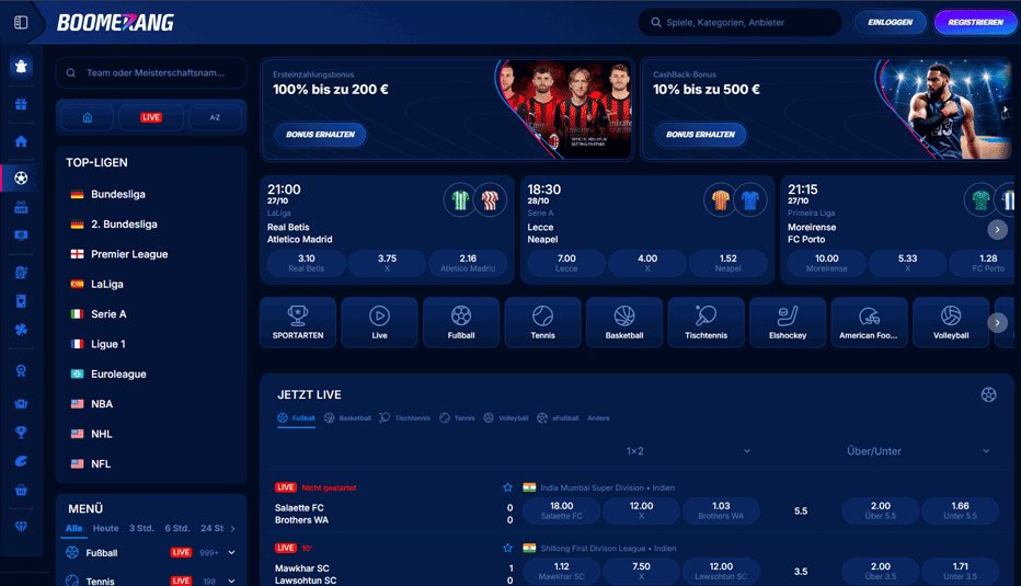 Sportwetten bei Boomerang Bet Sportwetten bei Boomerang Bet