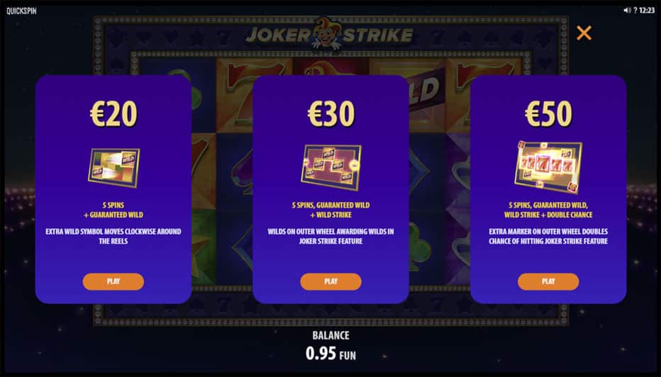 comprar jogo bônus joker strike high roller bet quickspin