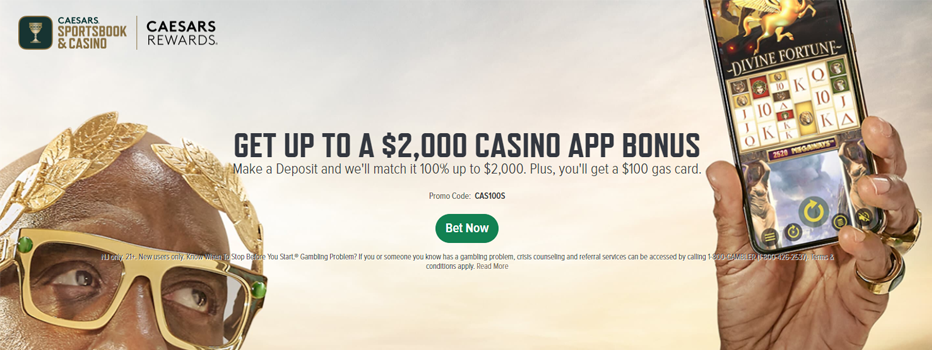 Caesars Casino NJ No Deposit Bonus Code - $100 Free + $2,000 Bonus