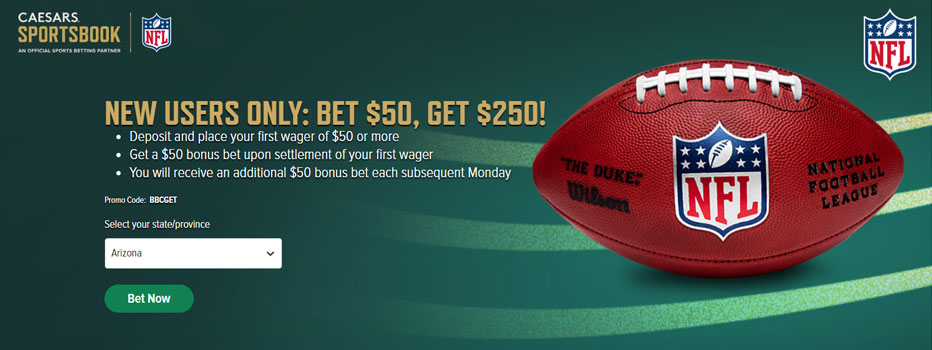 New Caesars Sportsbook ''Bet $50, Get $250'' Promo Code - BBCGET