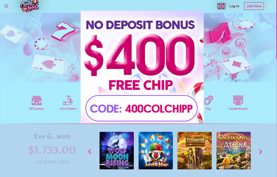Candyland $400 No Deposit Bonus Code