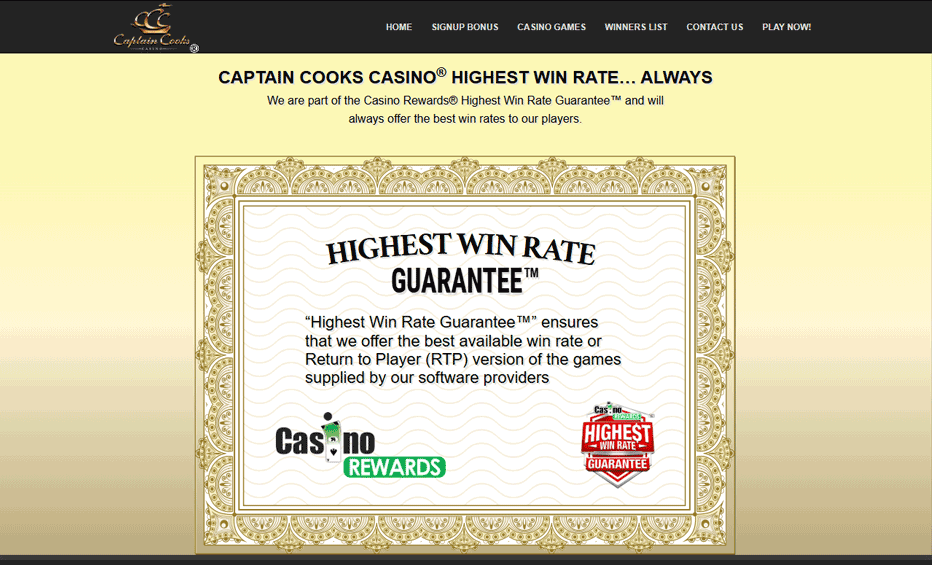 Games at Captain Cooks - highest win rates! Games at Captain Cooks - highest win rates!