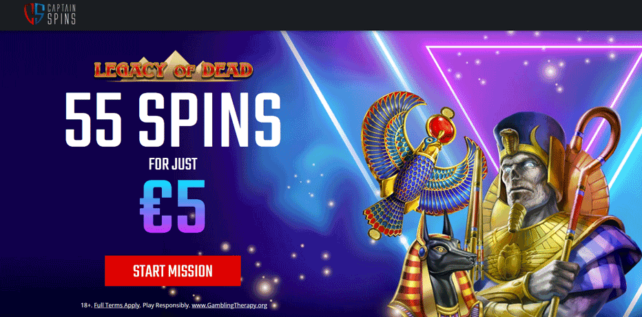 captain spins casino deposit $5 get 55 free spins bonus