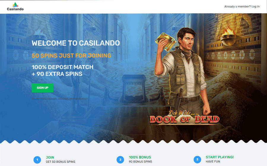 Casilando casino no deposit bonus - grab 50 free spins on the Book of Dead Casilando casino no deposit bonus - grab 50 free spins on the Book of Dead