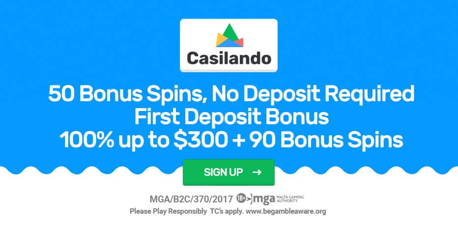 Casilando No Deposit Bonus Canada - 50 Free Spins on Book of Dead