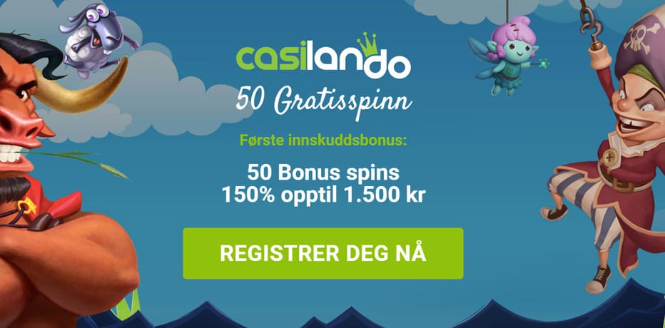 Casilando velkomstbonus - 50 Gratisspinns + 150% bonus