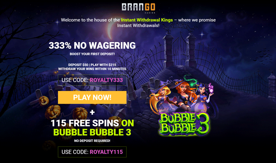 Casino Brango 115 Free Spins – No deposit bonus code ‘’ROYALTY115’’