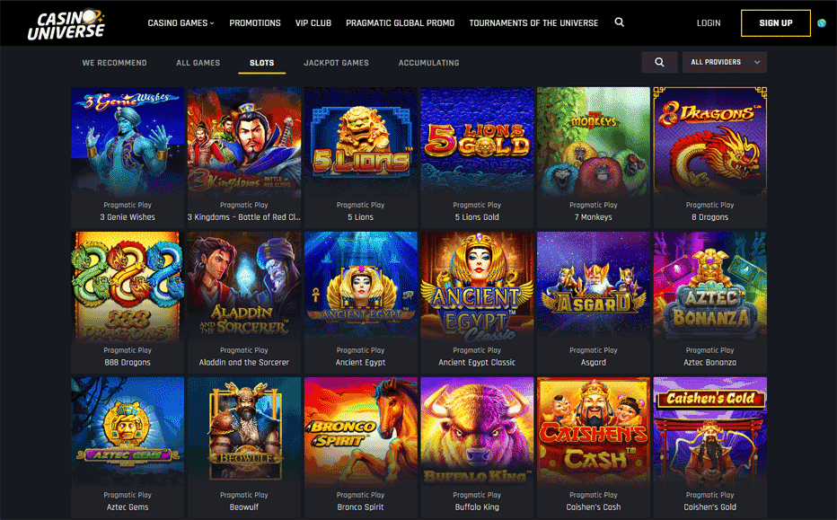 casino universe games and tournaments