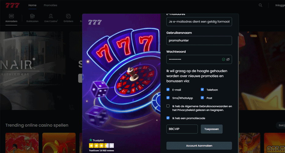 Casino777 promo code