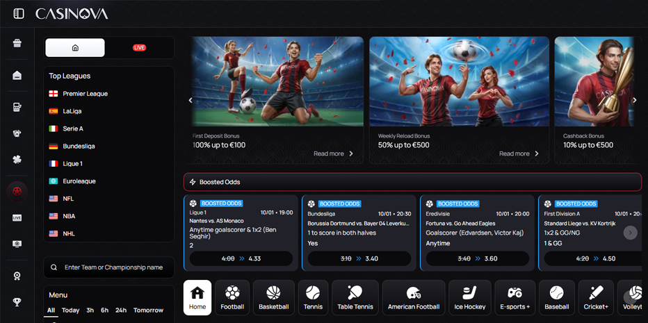 Casinova sportsbook - bet on sports, live events, and virtual sports