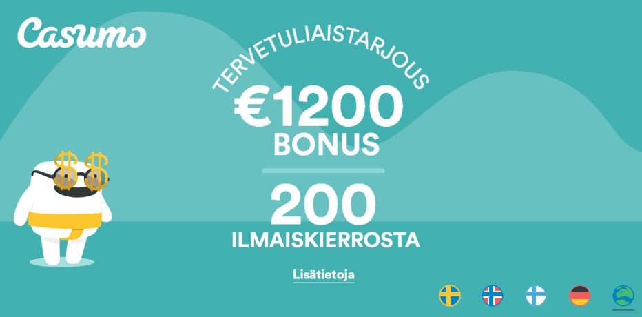 Casumo Bonus - 200 ilmaiskierrosta Starburst pelissä + 200% Bonus