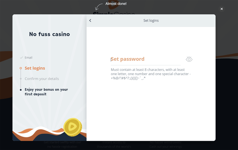 claim simple casino bonus within 2 minutes