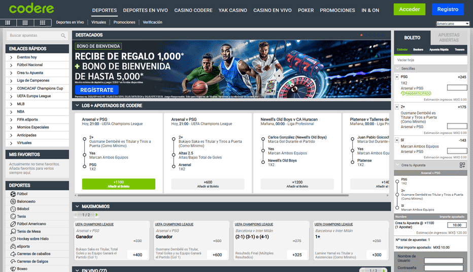 Bono Codere - 500 MXN sin costo Bono Codere - 500 MXN sin costo