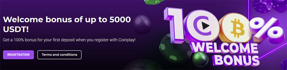 Coinplay welcome bonus - 100% up to 5000 USDT plus 80 Free Spins