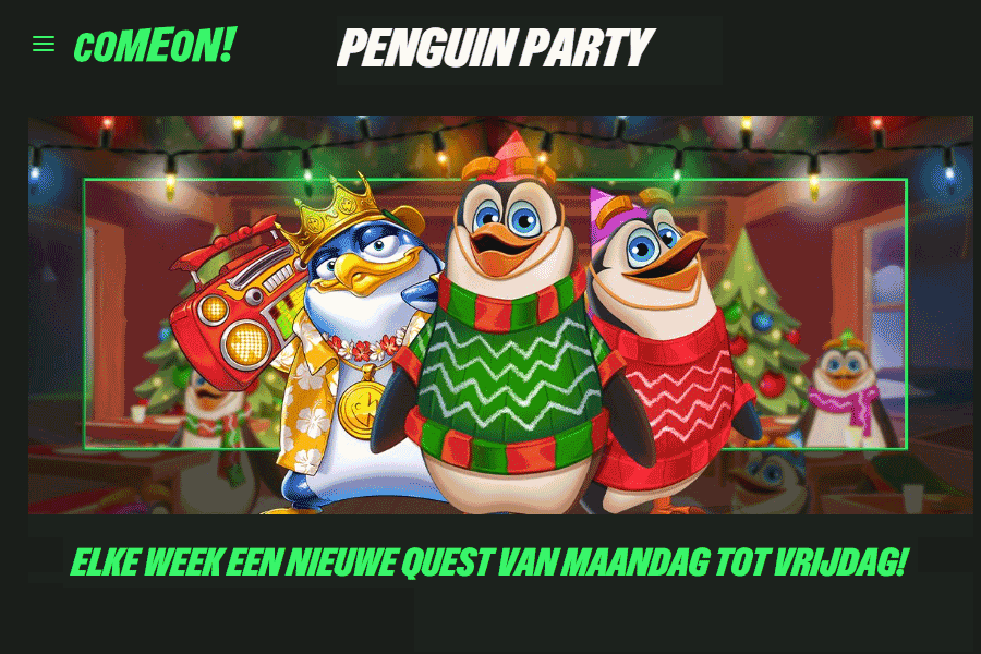 ComeOn Penguin Party: speel de wekelijkse quest en verdien live casino coupons!