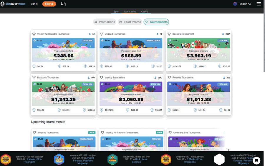 Tournaments at Conquestador Casino Tournaments at Conquestador Casino