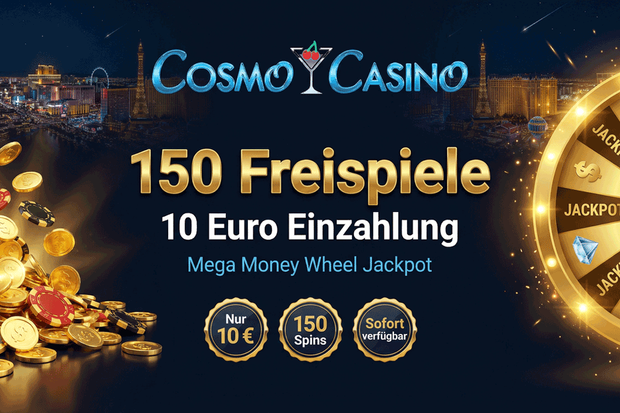 Wie der Cosmo Casino 10 Euro Einzahlungsbonus funktioniert – 150 Freispiele für Mega Money Wheel