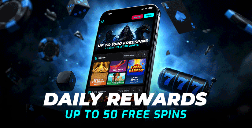 Daily login reward: up to 50 free spins Daily login reward: up to 50 free spins
