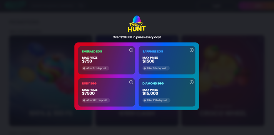 Croco hunt promotion – over $20,000 in prizes every day