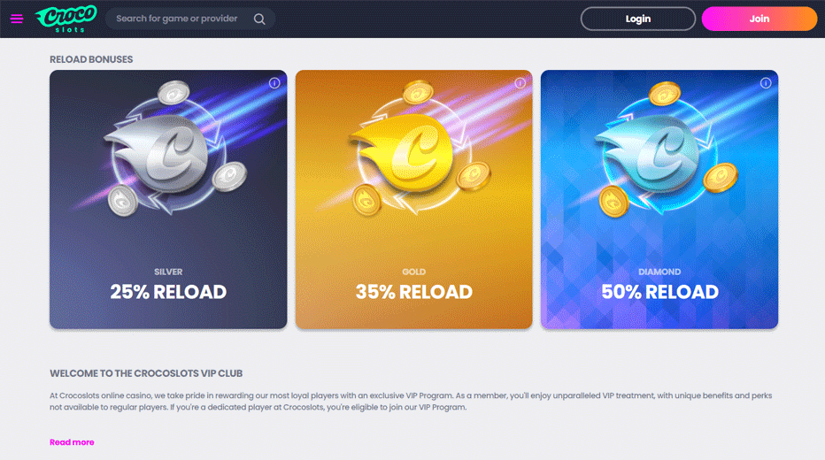 Reload bonuses – up to 50% extra on your deposit