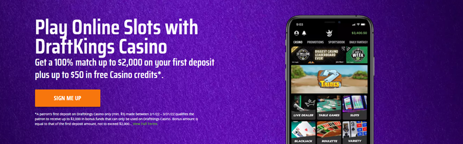Play DraftKings Casino Games with $2,000 bonus and $50 in free casino credits