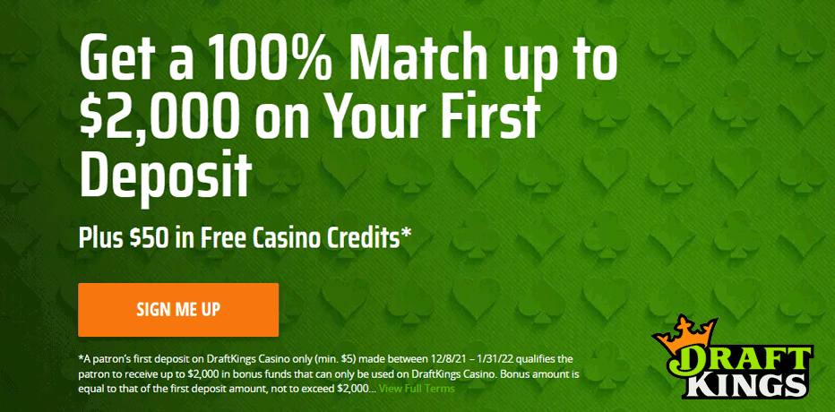 DraftKings Casino No Deposit Bonus - $50 in Free Chips