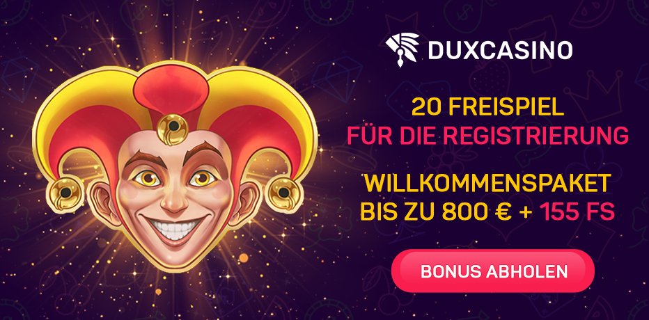 Dux Casino Bonus ohne Einzahlung - 20 Freispiele bei Fire Joker