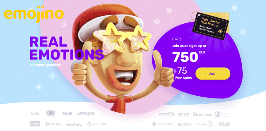 Emojino Bonus - 75 Ilmaiskierrosta + 750€ Bonus