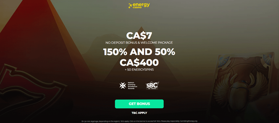 Energy Casino No Deposit Bonus Canada - C$7 Free Chip