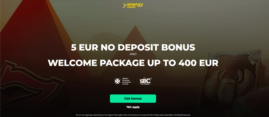 Energy Casino No Deposit Bonus - €5 Free on Sign-up