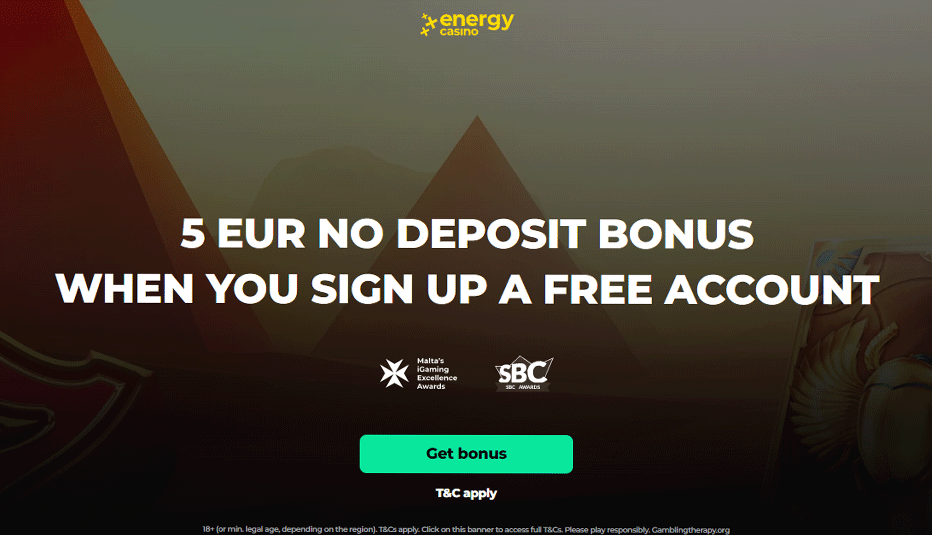 Exclusive Energy Casino No Deposit Bonus - €5 Free on sign-up (no deposit)