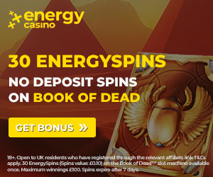30 no deposit free spins at Energy Casino uk