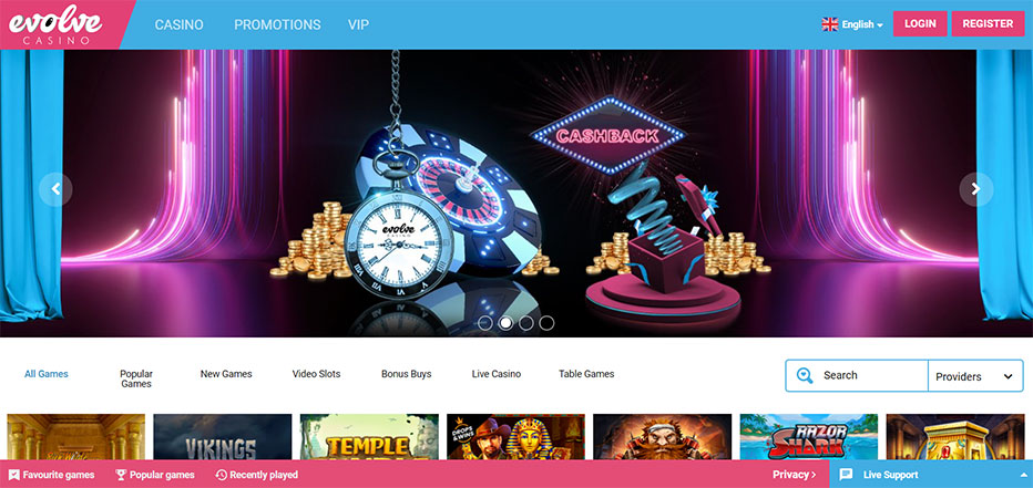 homepage evolve casino