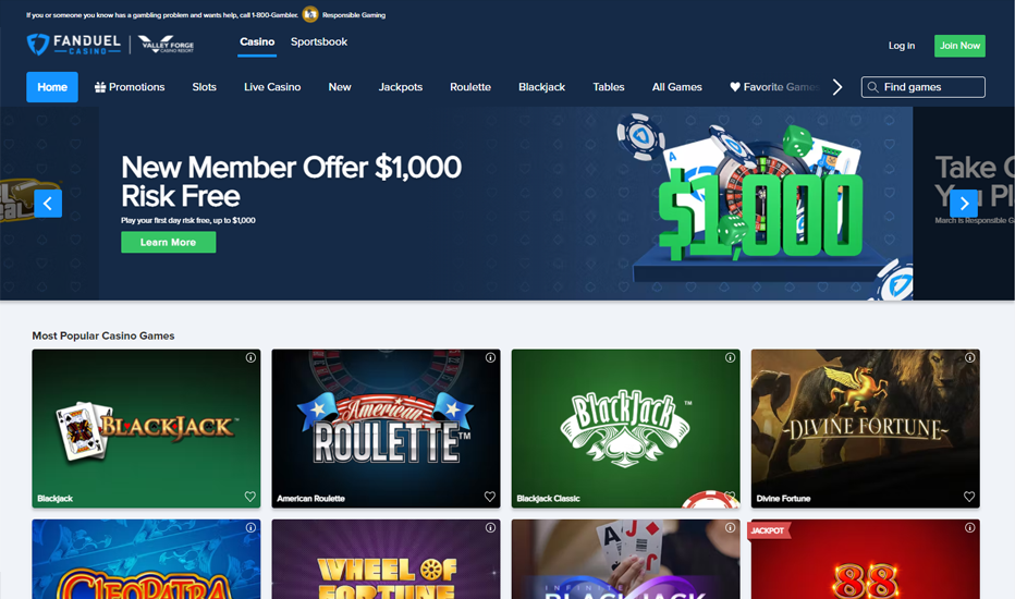 FanDuel Casino Design and Layout