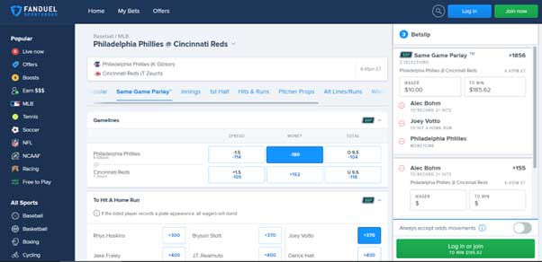 One Game Parlay Examples