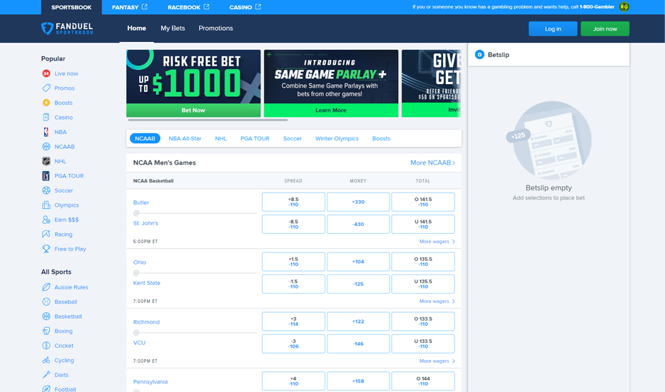 Fanduel Sportsbook Review - Desktop User Experience