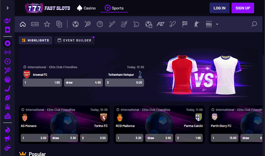 Enjoy over 40 sport options at Fast Slots Casino Enjoy over 40 sport options at Fast Slots Casino
