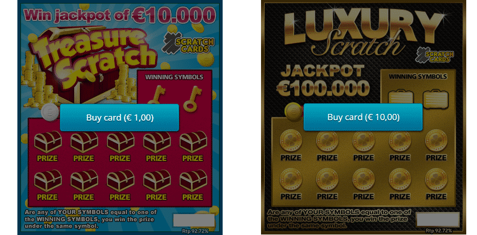 Most Popular Instant Win Games; Scratchcards