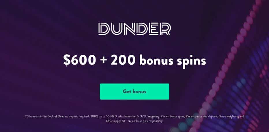 20 Free Spins Dunder Casino Bonus (no deposit needed)