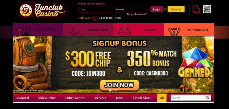 Funclub Casino No Deposit Bonus Code – ‘’JOIN300’’ for a $300 Free Chip