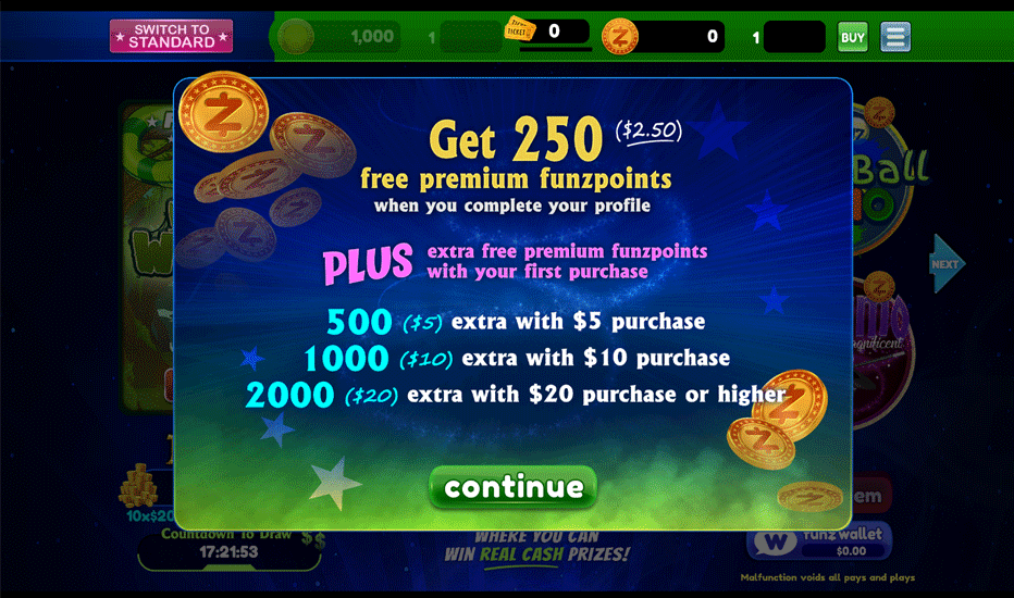 Funzpoints 250 Free Premium Coins