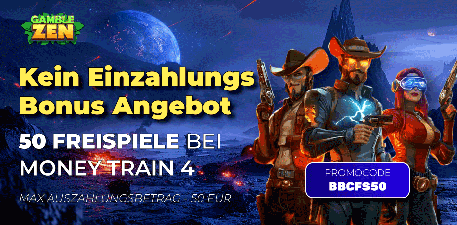 Gamblezen Bonus ohne Einzahlung – 50 Freispiele auf Money Train 4