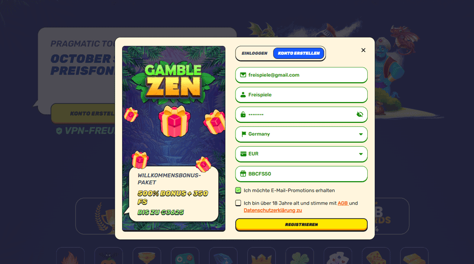 Gamblezen Bonuscode – Verwende „BBCFS50“ für 50 Freispiele ohne Einzahlung