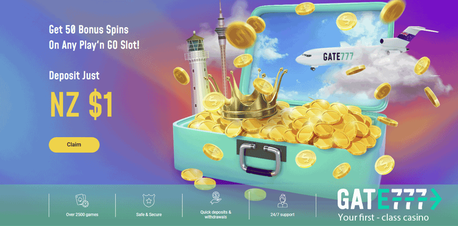 get $20 free spins on a $1 deposit at Gate777