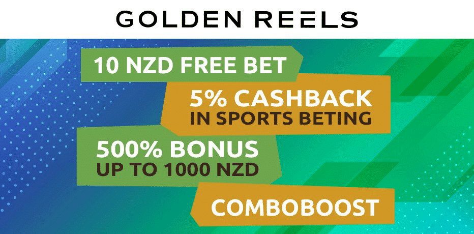 Golden Reels Bonus - 500% Bonus + NZ$10 Free Bet 