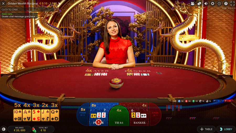 Dealing the cards - How to play Golden Wealth Baccarat?