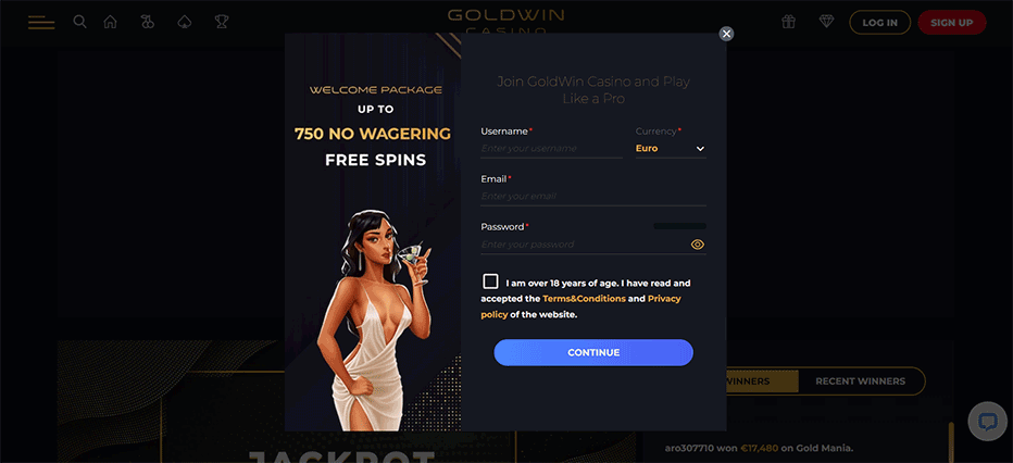 goldwin casino login and registration