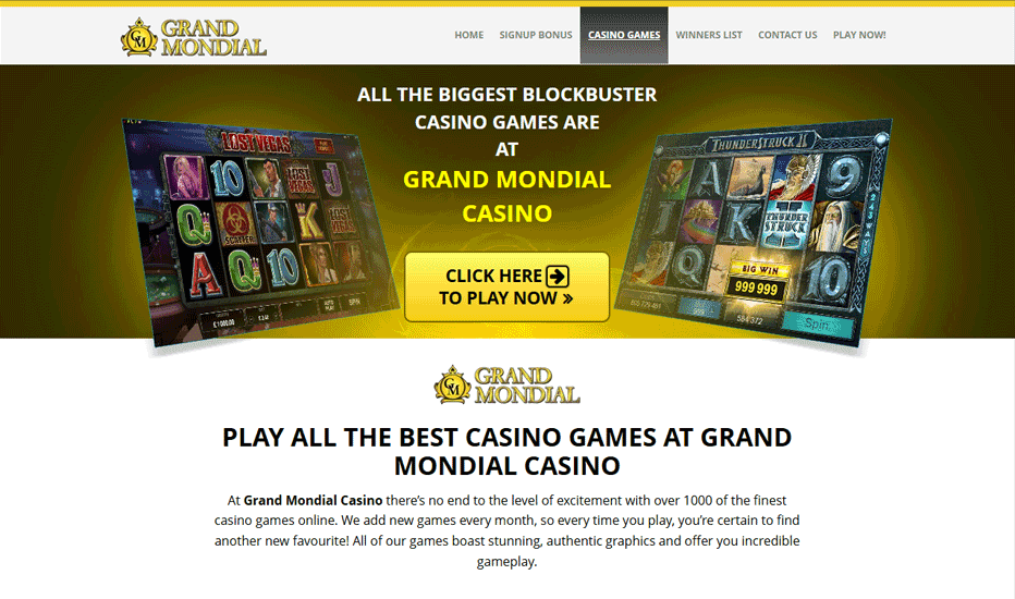 Game library at Grand Mondial Casino Game library at Grand Mondial Casino